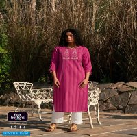Four Buttons Kaaya Wholesale Pure Cotton Woven Stripes Long Kurtis Catalogs