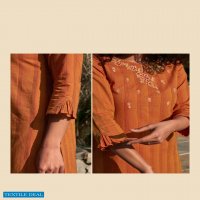 Four Buttons Kaaya Wholesale Pure Cotton Woven Stripes Long Kurtis Catalogs