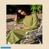 Four Buttons Kaaya Wholesale Pure Cotton Woven Stripes Long Kurtis Catalogs