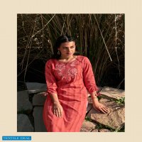 Four Buttons Kaaya Wholesale Pure Cotton Woven Stripes Long Kurtis Catalogs