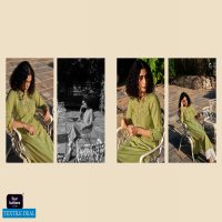 Four Buttons Kaaya Wholesale Pure Cotton Woven Stripes Long Kurtis Catalogs