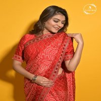 Ashima LP Ashima Wholesale Moss Chiffon Bandhani Print Sarees