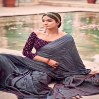 KASHVI KASHISH FANCY SAREE WITH VELVET EMBROIDERY BLOUSE
