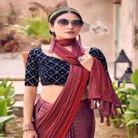 KASHVI KASHISH FANCY SAREE WITH VELVET EMBROIDERY BLOUSE
