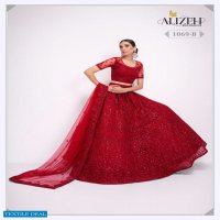 ALIZEH BRIDAL HERITAGE VOL 3 EXCLUSIVE BEAUTIFUL NET DESIGNER WORK LEHENGA