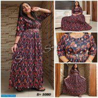 Splus Muslin Crush Digital Print With Handwork Belt Gown