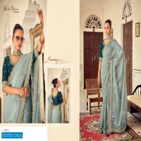 Maha Veera Vaidehi Wholesale Gold Georgette Blouse Work Sarees