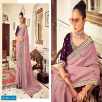 Maha Veera Vaidehi Wholesale Gold Georgette Blouse Work Sarees