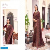 Maha Veera Meera Wholesale Gold Georgette Heavy Border Work Ethnic Sarees