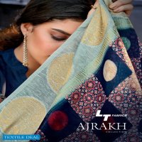 AJRAKH SILK BY LT FASHION LINEN SILK WITH CONTRAST BLOUSE COLLECTION