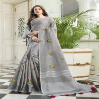 AMYRA VOL 2 BY SANGAM PRINTS LINEN COTTON WITH EMBROIDERY SAREE COLLECTIONS