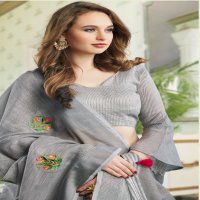 AMYRA VOL 2 BY SANGAM PRINTS LINEN COTTON WITH EMBROIDERY SAREE COLLECTIONS