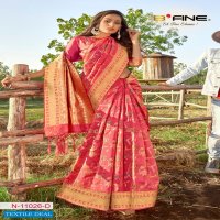 B FINE LAUNCH ART OF ZARI CLASSY LOOK BANARASI SILK DESIGNER SAREE