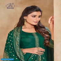 BANWERY PRESENT PANKH RAYON GOLD PRINTED LONG GOWN WITH DUPATTA