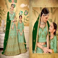 GOLD AND SILVER BY SANSKAR STYLE PURE SATIN MOTHER AND DAUGHTER LEHANGA SELLER