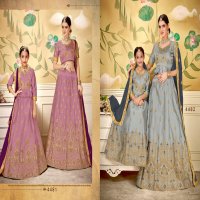 GOLD AND SILVER BY SANSKAR STYLE PURE SATIN MOTHER AND DAUGHTER LEHANGA SELLER