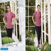 KALAROOP LAUNCH TOPSY GEORGETTE GIRLS SHORT JEANS TOPS