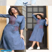 KUMB PREMIER BY SERIEMA PURE COTTON DENIM DESIGNER KURTIS