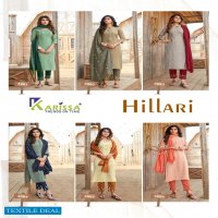 Karissa Hillari Wholesale Reyon Work Kurti With Bottom And Dupatta