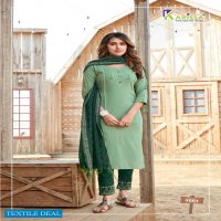 Karissa Hillari Wholesale Reyon Work Kurti With Bottom And Dupatta