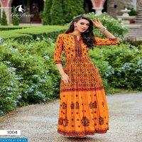 LADIES FLAVOUR RANGREZA LONG GOWN STYLE KURTIS LATEST COLLECTION ONLINE SHOP