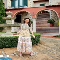 LADIES FLAVOUR RANGREZA LONG GOWN STYLE KURTIS LATEST COLLECTION ONLINE SHOP