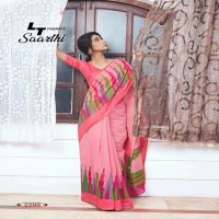 LT FASHION PRESENT SAARTHI LINEN COTTON CASUAL WEAR SAREE DEALER IN SURAT