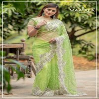 MAAYAKA SAREE BRIDAL WEAR WEDDING NET WITH EMBROIDERY SAREE DESIGNS