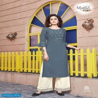 MANAS FAB LAUNCH ANISHKA VOL 6 RAYON EMBROIDERY WORK KURTI WITH BOTTOM CATALOGS