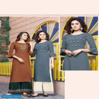 MANAS FAB LAUNCH ANISHKA VOL 6 RAYON EMBROIDERY WORK KURTI WITH BOTTOM CATALOGS