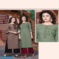 MANAS FAB LAUNCH ANISHKA VOL 6 RAYON EMBROIDERY WORK KURTI WITH BOTTOM CATALOGS