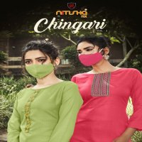 Nitisha Nx Chingari Vol-3 Wholesale Long Kurti With Mask