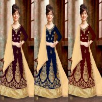 SANSKAR STYLE CINDRELLA 1028 VELVET 4 COLOR MATCHING KIDS LEHANGA WHOLESALER