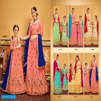 SANSKAR STYLE ROSE AND PETALS SATIN DESIGNER LEHENGA FOR MOTHER AND DAUGHTER