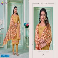 SANSKRUTI PRESENT SAFRON PURE JAM SILK DESIGNER SUITS COLLECTION