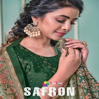 SANSKRUTI PRESENT SAFRON PURE JAM SILK DESIGNER SUITS COLLECTION
