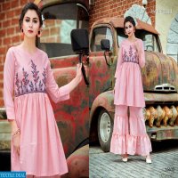 SHRI HARSIDDHI STYLES GLAMORS COTTON LINEN EXCLUSIVE AARI WORK TOP WITH PLAZZO DEALER