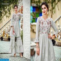 SHRI HARSIDDHI STYLES GLAMORS COTTON LINEN EXCLUSIVE AARI WORK TOP WITH PLAZZO DEALER