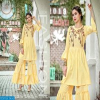 SHRI HARSIDDHI STYLES GLAMORS COTTON LINEN EXCLUSIVE AARI WORK TOP WITH PLAZZO DEALER