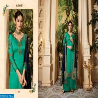 ZUBEDA PRESENTING SUVARNA SATIN GEORGETTE EMBORIDERY WORK SUIT OUTFIT