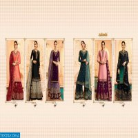 ZUBEDA SUGANDHA SATIN GEORGETTE SHARARA STYLE PARTY WEAR SUIT 16801-16806 SERIES