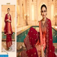 ZUBEDA SUGANDHA SATIN GEORGETTE SHARARA STYLE PARTY WEAR SUIT 16801-16806 SERIES