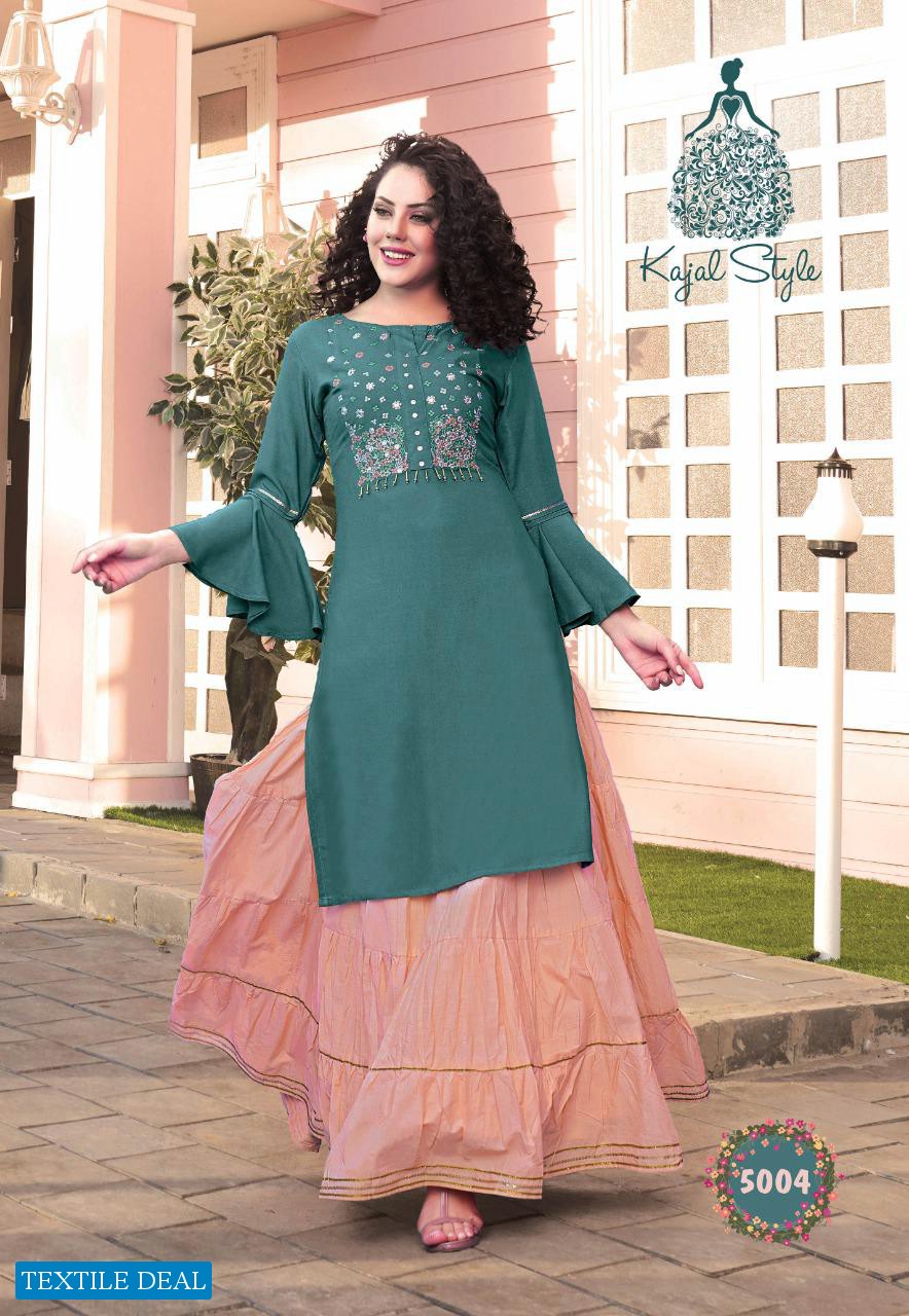 5 RAYON KURTI WITH PLAZZO PANT SKIRT 