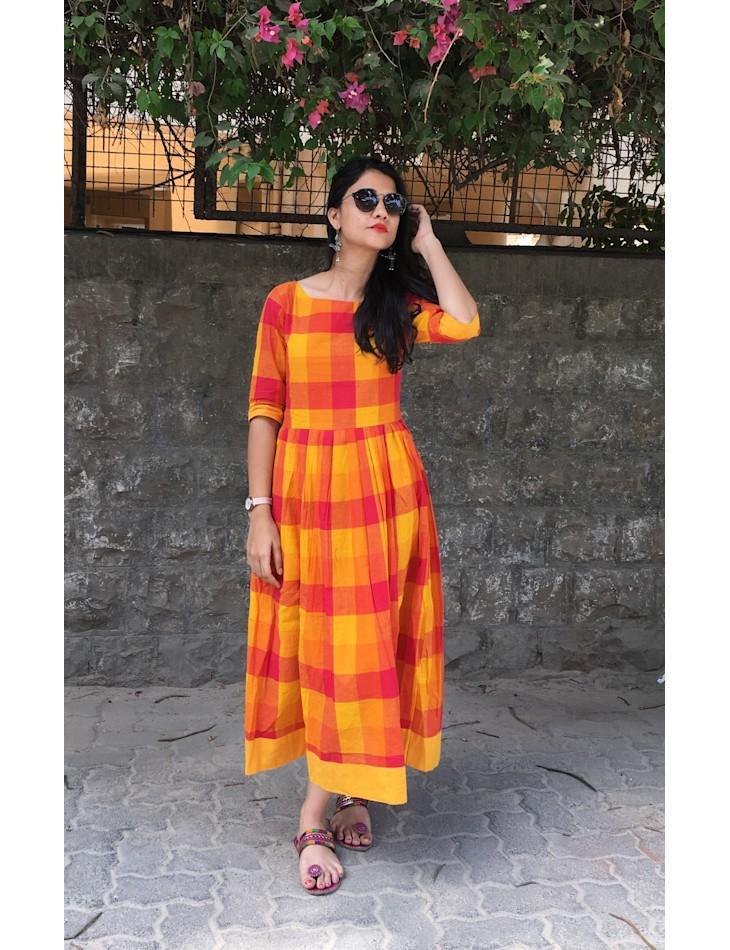 checked long kurti